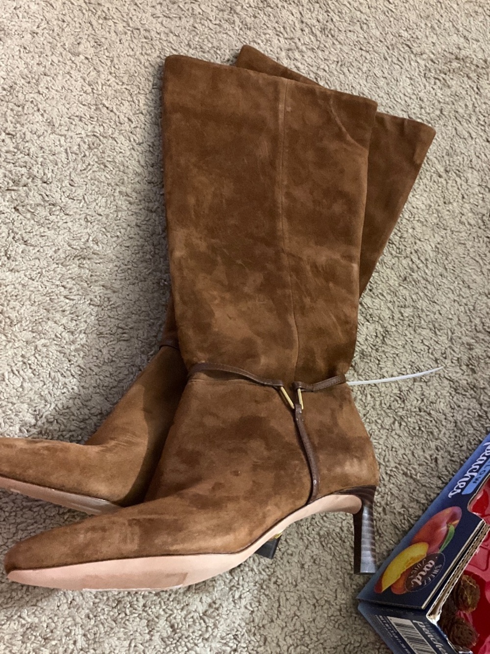 Veronica Beard Kenzie Suede Knee-High Boots in the shade Cedar. - Picture 7 of 10